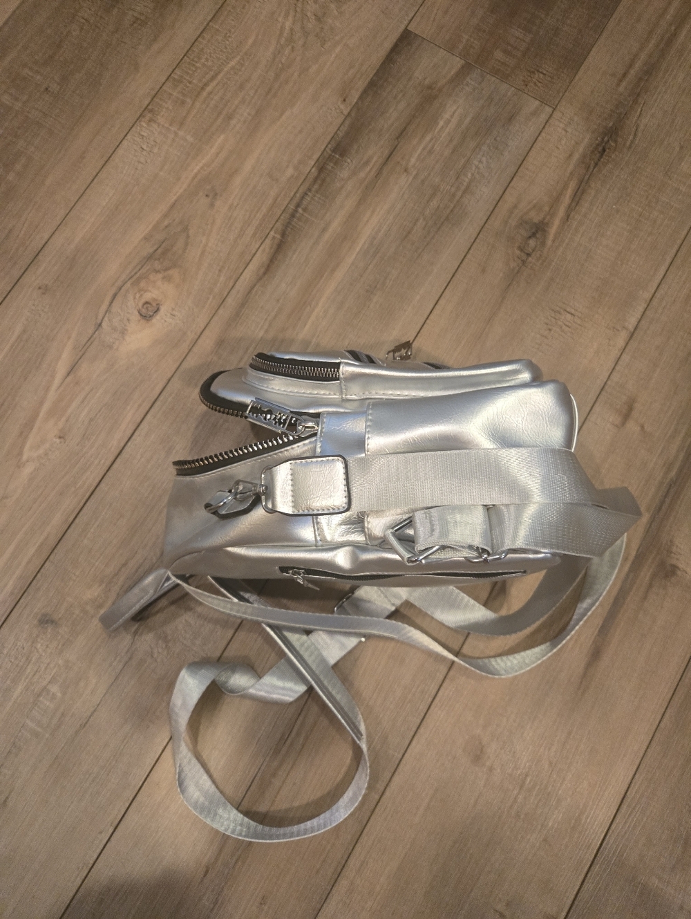 Metallic Silver Mini Backpack - Picture 4 of 11